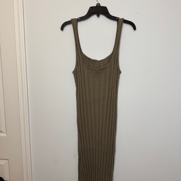FP Beach by Free People Ribbed Knit Maxi Dress Tan Brown Sleeveless Bodycon L - Picture 5 of 11